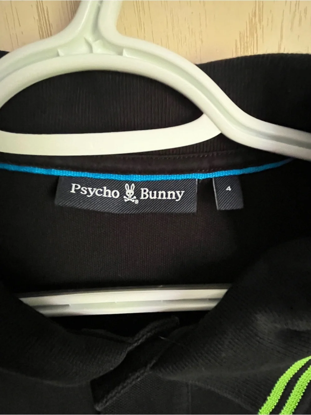PSYCHO BUNNY Mens Faye Pique Polo Sz 4 / Small Black & Green